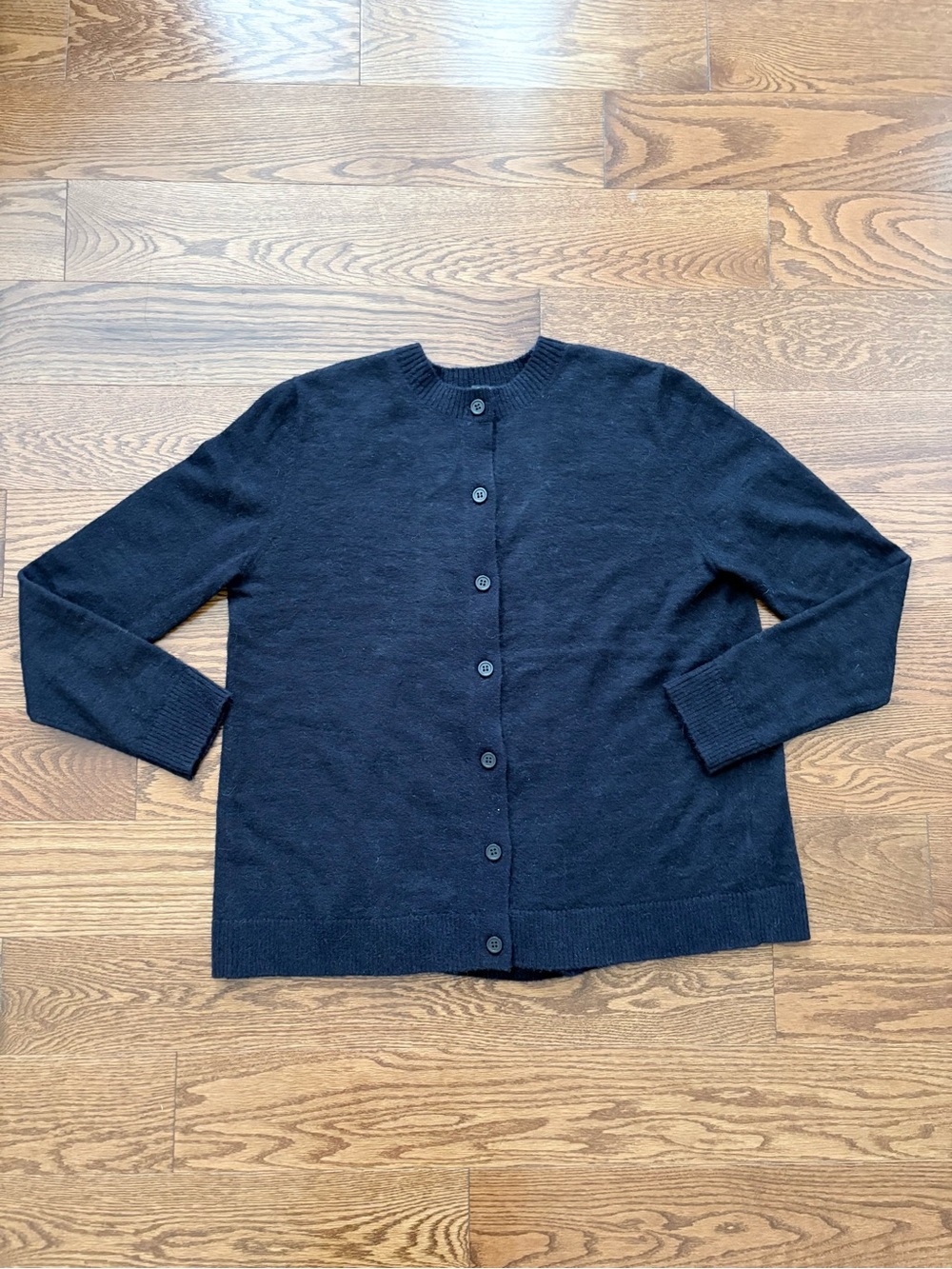 COS Deep Navy Crewneck Button-Front Cardigan Size S